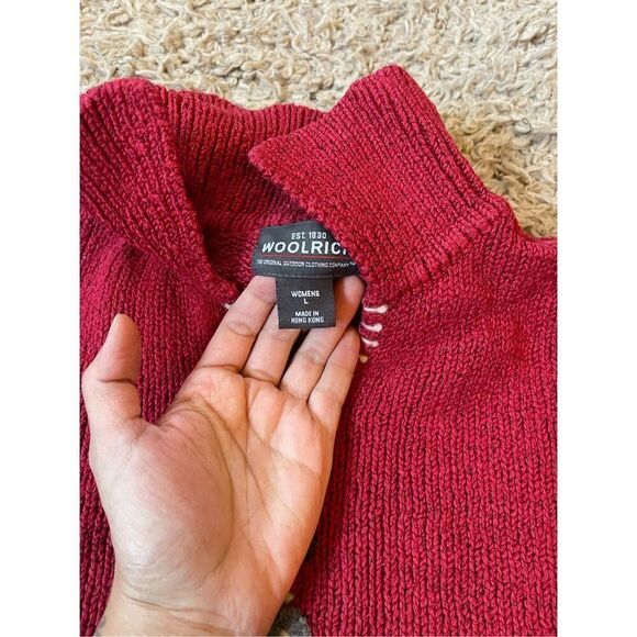 Vintage woolrich knit red pullover polo sweater size large - Picture 5 of 7